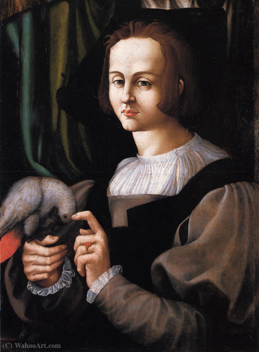 Wikioo.org - The Encyclopedia of Fine Arts - Painting, Artwork by Francesco Melzi - Portrait of Man with a Parrot