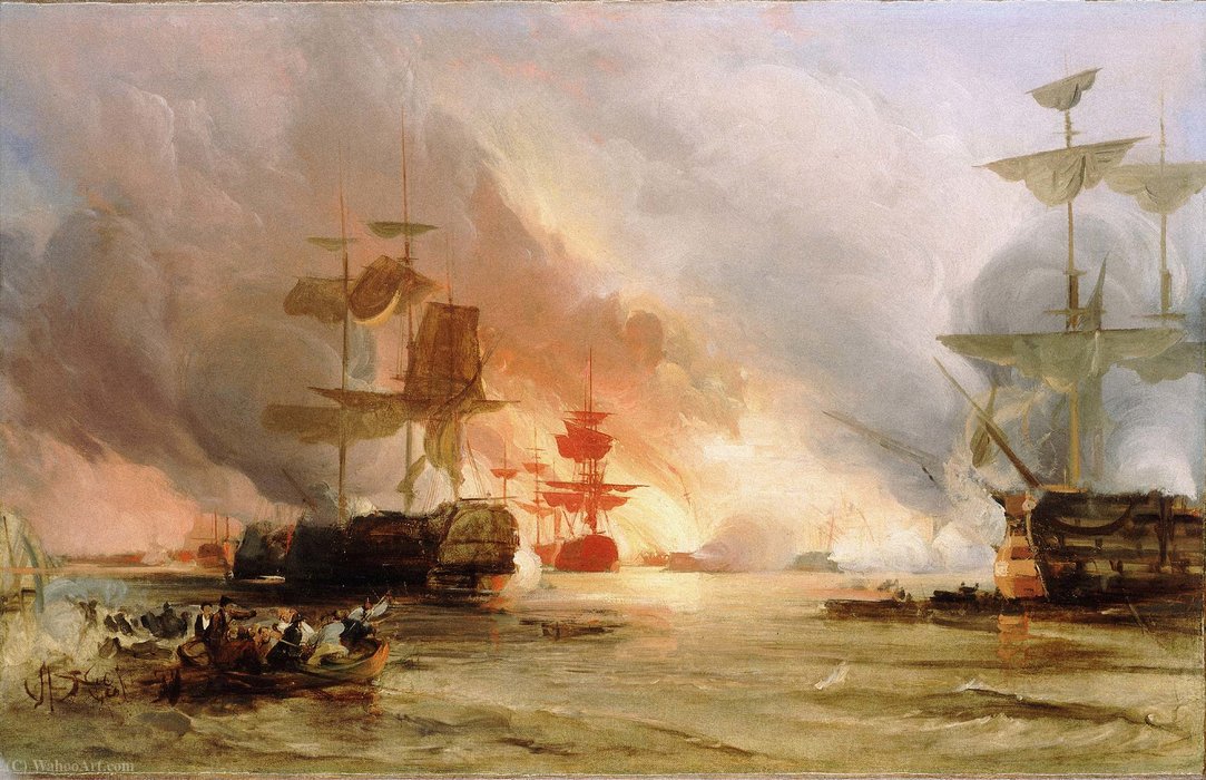 Wikioo.org - The Encyclopedia of Fine Arts - Painting, Artwork by George The Elder Chambers - Bombardment of Algiers