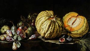Still Life with Gourds, Figs and Plums