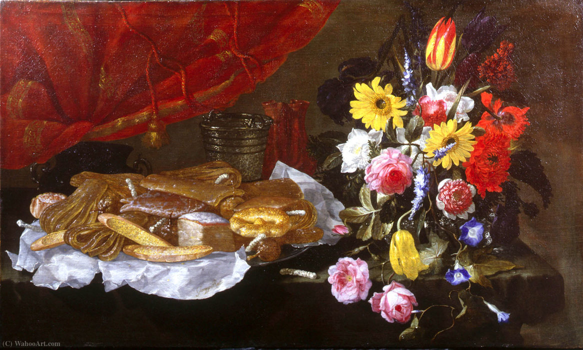 Wikioo.org - The Encyclopedia of Fine Arts - Painting, Artwork by Giuseppe Recco - A Still Life of Roses