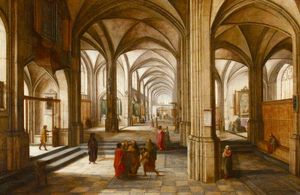 An Imaginary Church or Cathedral Interior, with a Biblical Scene