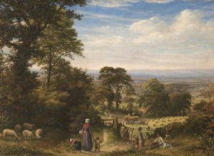 Thro' the Fields, a Landscape at Harvest Time