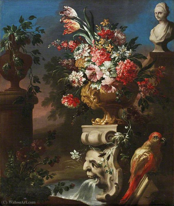 Wikioo.org - The Encyclopedia of Fine Arts - Painting, Artwork by Michele Pace Del Campidoglio - Still Life with a Parrot