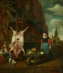 The Haarlemmerdijk with a pig on a stepladder