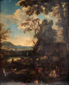 Wooded Landscape with Peasants
