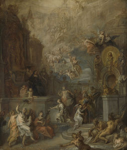 Allegorie op het afscheid van Willem III van Amalia van Solms na de overdracht van het regentschap aan de Staten-Generaal