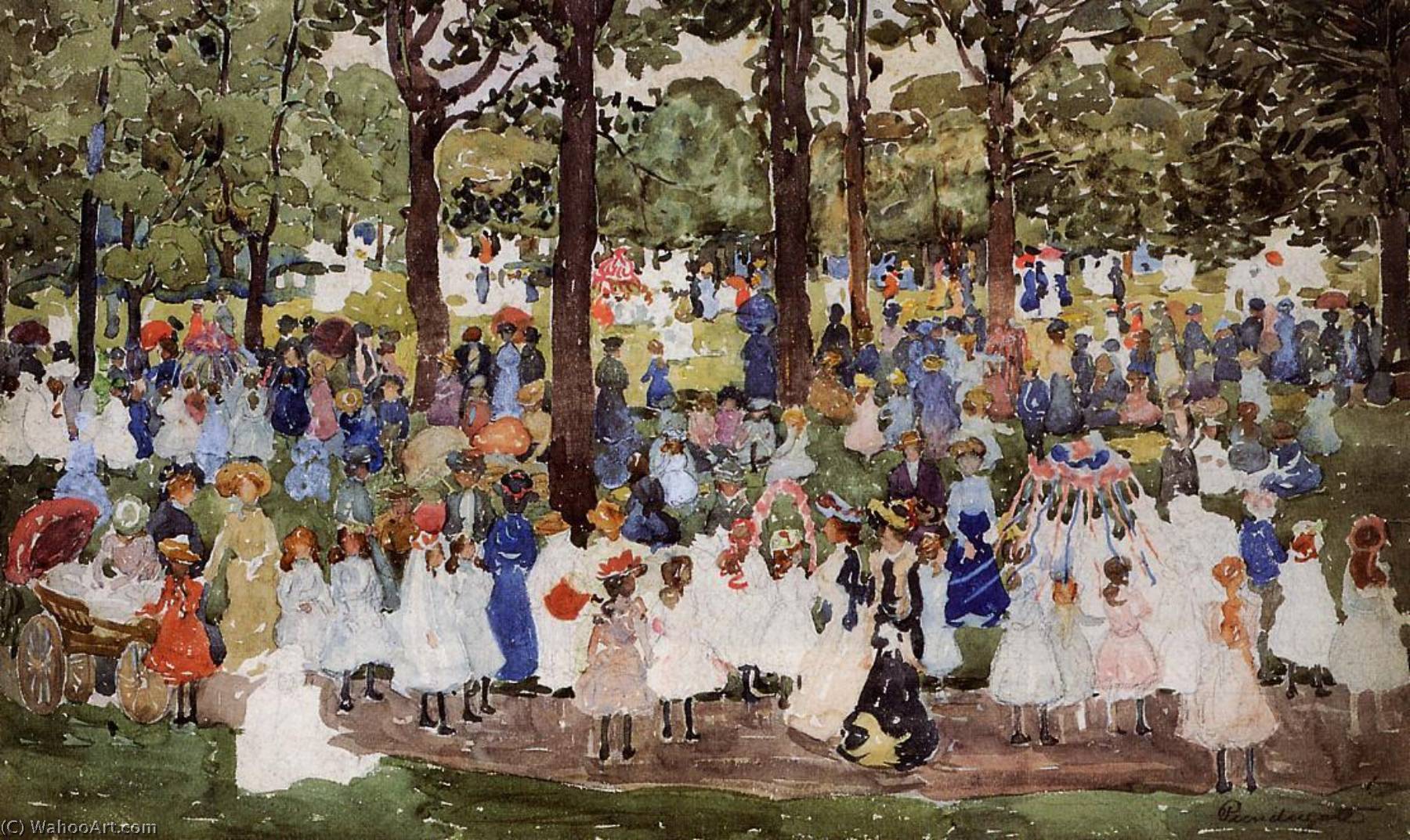 Картина праздник. Морис Прендергаст Центральный парк. Дети в парке живопись. Первое мая картины художников. 1 Мая в искусстве.