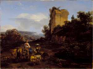 Landscape with Ruins and Travelers