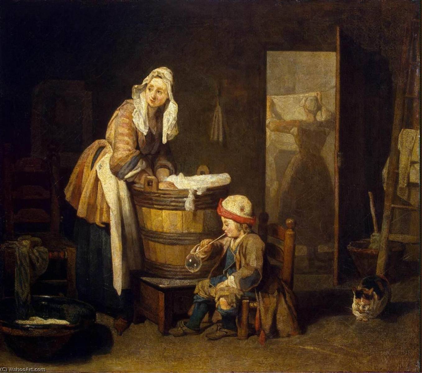 Wikioo.org - The Encyclopedia of Fine Arts - Painting, Artwork by Jean-Baptiste Simeon Chardin - The Laundress