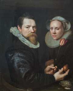 Double Portrait of a Husband and Wife with Tulip, Bulb, and Shells