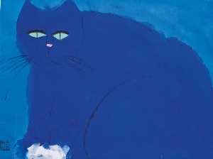 Walasse Ting - Blue Cat