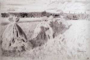 A Field with Haystacks