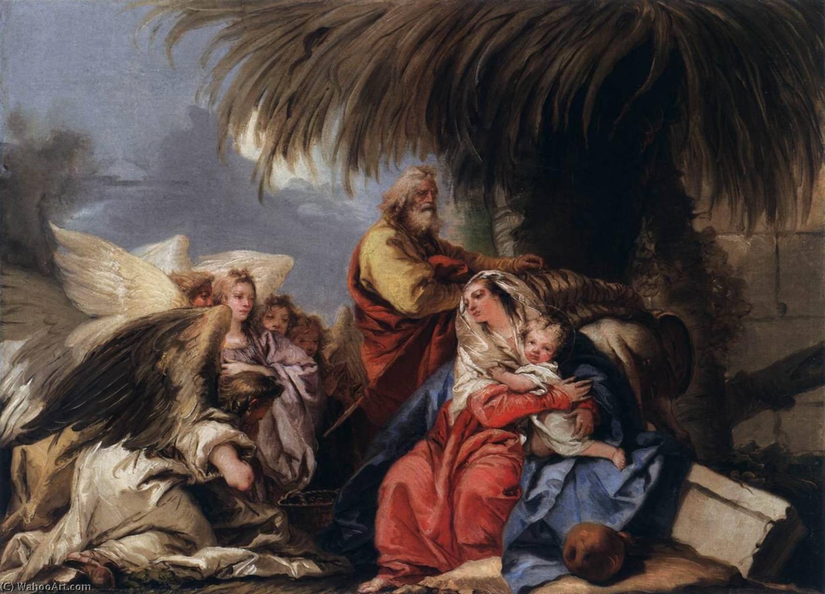 Wikioo.org - The Encyclopedia of Fine Arts - Painting, Artwork by Giandomenico Tiepolo - The Rest on the Flight to Egypt