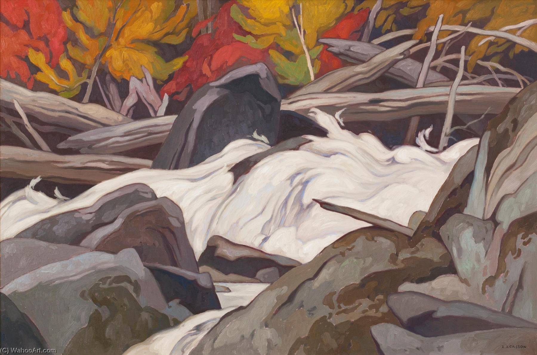 Wikioo.org - The Encyclopedia of Fine Arts - Painting, Artwork by Alfred Joseph Casson - Below Ragged Falls, Oxtongue River