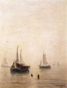 Hendrik Willem Mesdag - Fishing Boats at Sea
