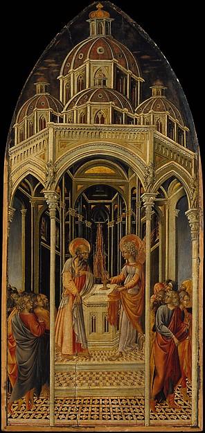 Wikioo.org - The Encyclopedia of Fine Arts - Painting, Artwork by Giovanni Di Paolo Di Grazia - The Annunciation to Zacharias (verso) The Angel of the Annunciation