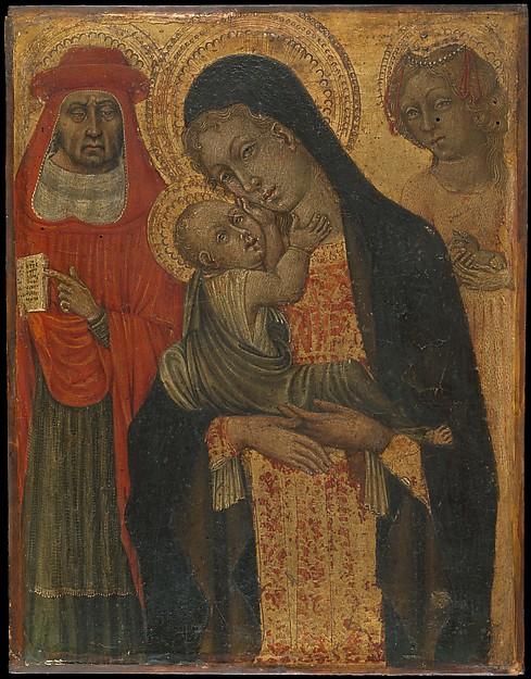 Wikioo.org - The Encyclopedia of Fine Arts - Painting, Artwork by Giovanni Di Paolo Di Grazia - Madonna and Child with Saints Jerome and Agnes