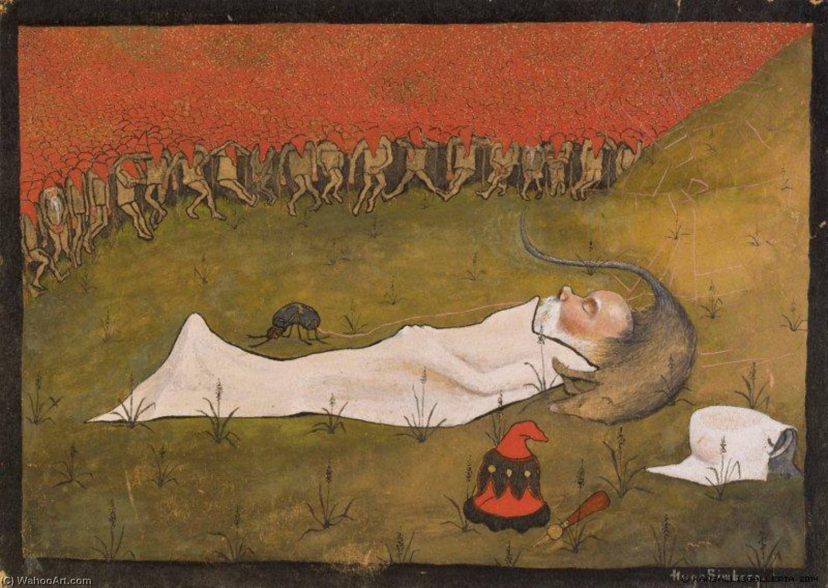 Wikioo.org - The Encyclopedia of Fine Arts - Painting, Artwork by Hugo Simberg - King Hobgoblin Sleeping