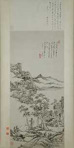 清 王原祁 倣黃公望高克恭山水圖 軸 Landscape in the Styles of Huang Gongwang and Gao Kegong