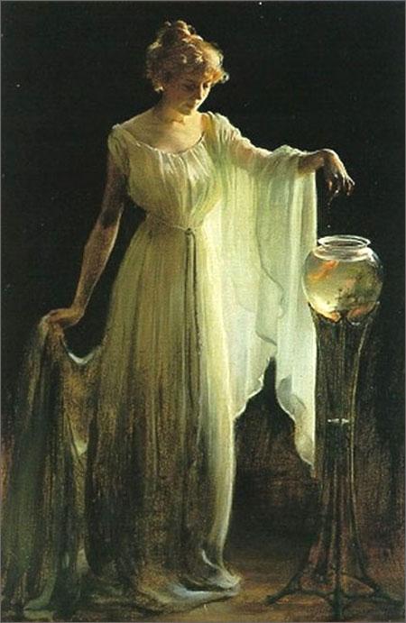 Wikioo.org - The Encyclopedia of Fine Arts - Painting, Artwork by Charles Courtney Curran - The Goldfish