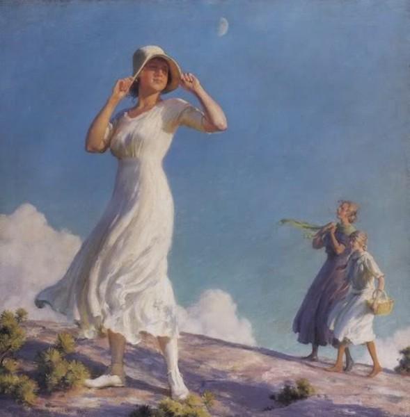 Wikioo.org - The Encyclopedia of Fine Arts - Painting, Artwork by Charles Courtney Curran - Ladies on a Hill (also known as High Country)