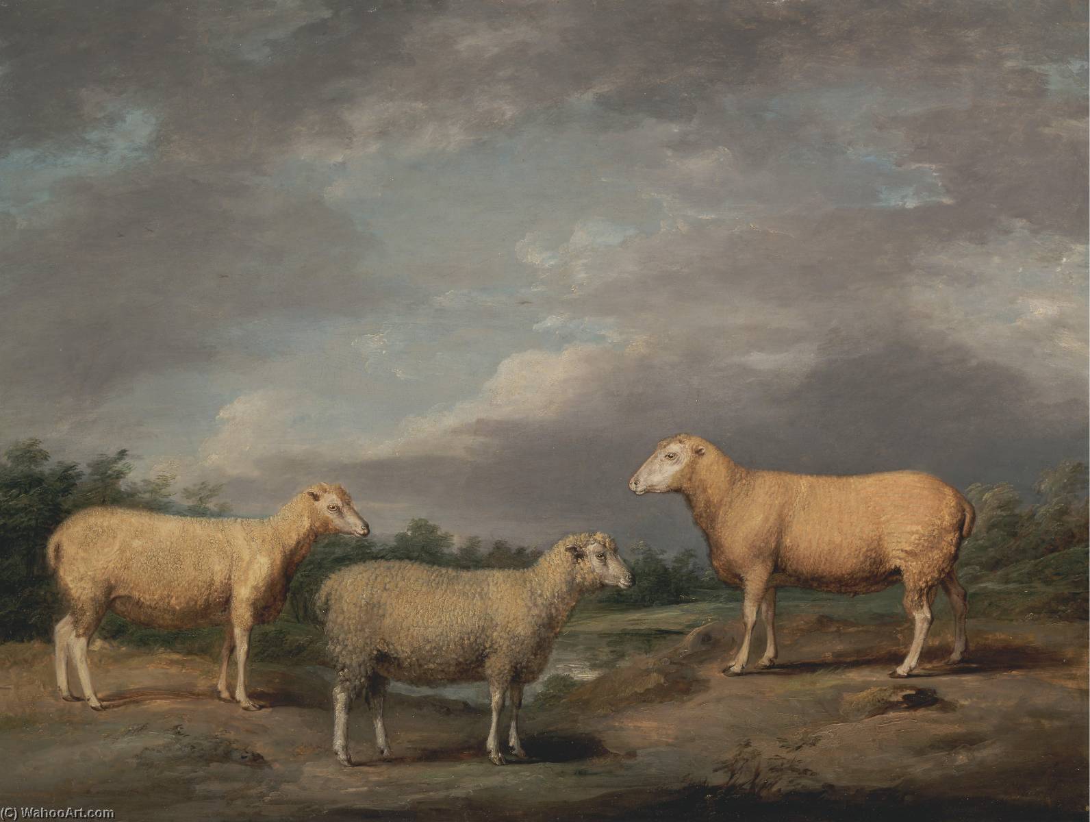 Wikioo.org - The Encyclopedia of Fine Arts - Painting, Artwork by James Ward - Ryelands Sheep, the King's Ram, the King's Ewe and Lord Somerville's Wether
