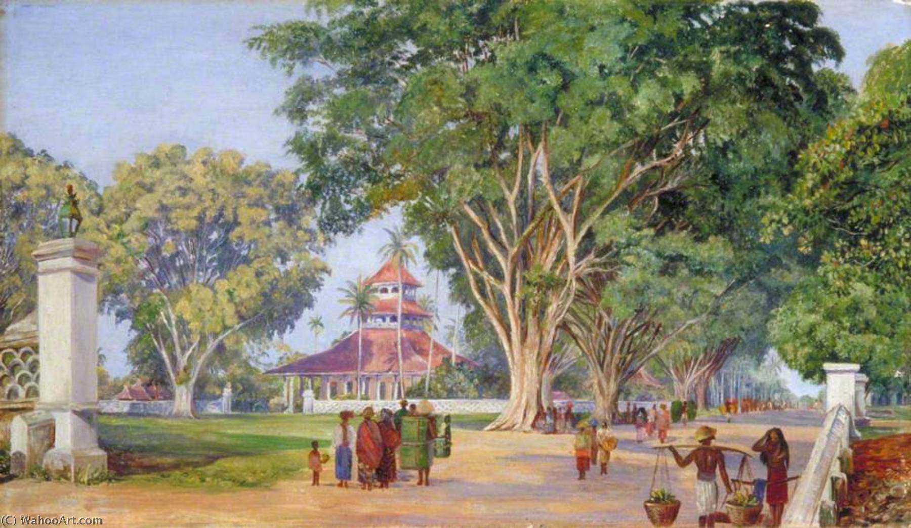 Wikioo.org - The Encyclopedia of Fine Arts - Painting, Artwork by Marianne North - The Mosque of Bandong, Java