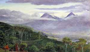 The Papandayang Volcano, Java, Seen from Mr Hölle's Tea Plantations