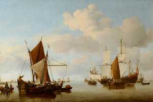 Willem Van De Velde The Elder - Fishing Boats on a Calm Sea