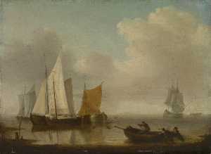 Dutch Vessels Becalmed near the Shore