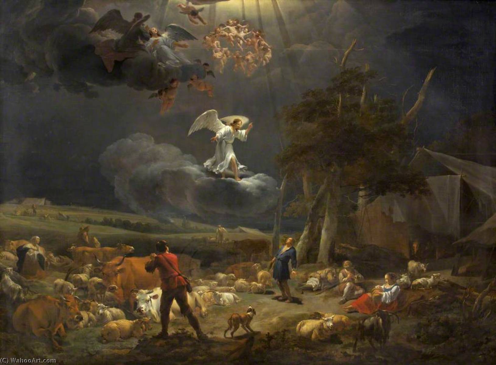 Он закричал пастухам чтобы они скорее гнали. Благовестие пастухам Берхем. Рембрандт явление ангелов пастухам. Николас Берхем художник. Явление ангела пастухам Рембрандт.