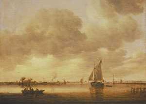 An Estuary with Boats