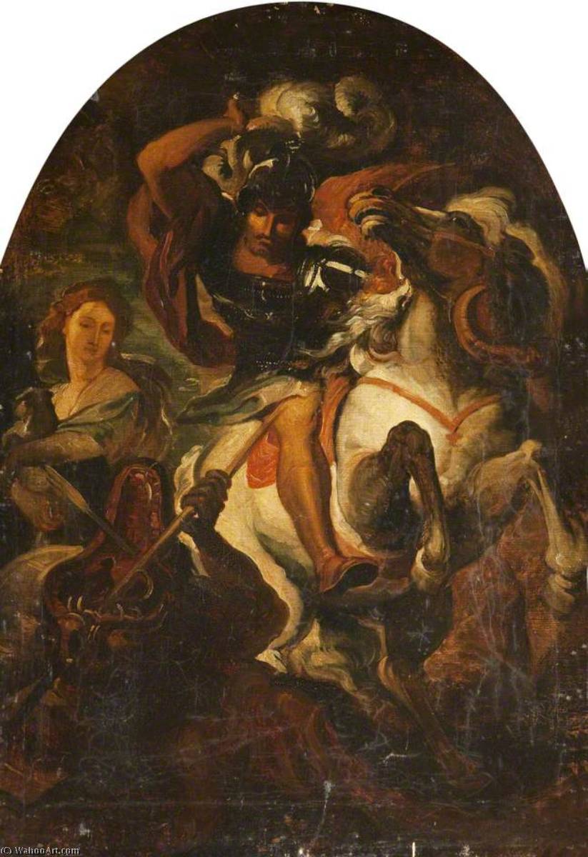 Wikioo.org - The Encyclopedia of Fine Arts - Painting, Artwork by Joseph Arthur Palliser Severn - Saint George and the Dragon (after Peter Paul Rubens)