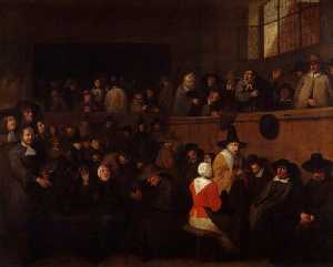A Quaker Meeting with a Self Portrait