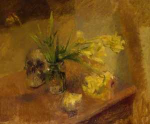 Freesias with a Skull