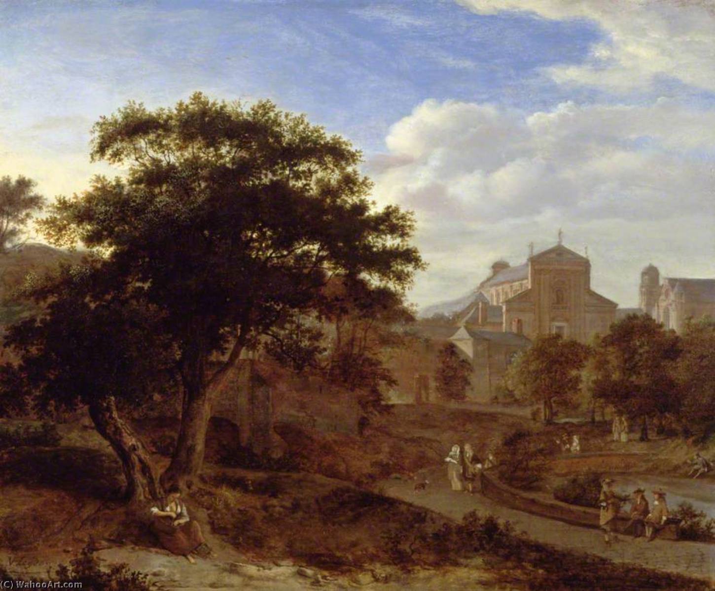 Wikioo.org - The Encyclopedia of Fine Arts - Painting, Artwork by Jan Van Der Heyden - Two Churches and a Town Wall
