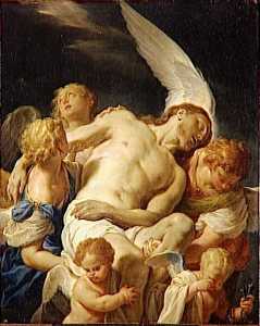 Christ mort porté par des anges
