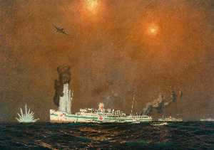 Sinking of Great Western Railway Steamer 'St David' (converted to hospital ship) off Anzio, 24 January 1944