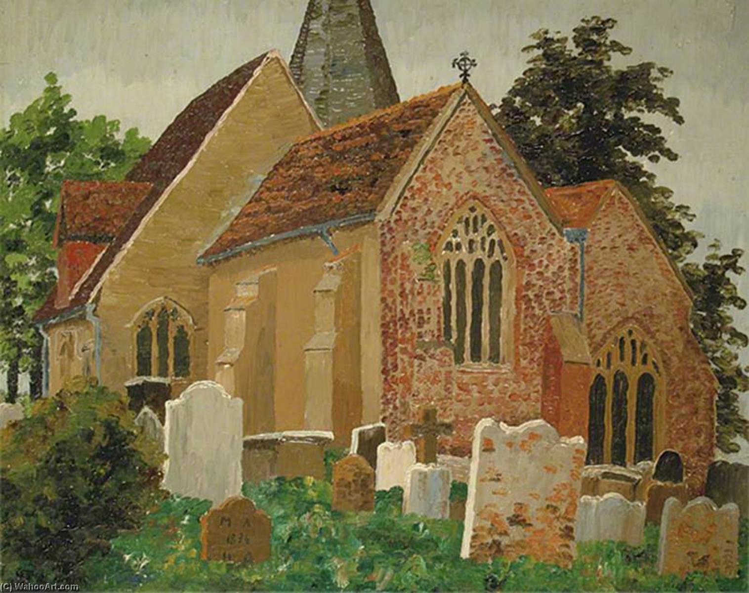 Wikioo.org - The Encyclopedia of Fine Arts - Painting, Artwork by Cedric Lockwood Morris - Herstmonceux Church, Hailsham, East Sussex