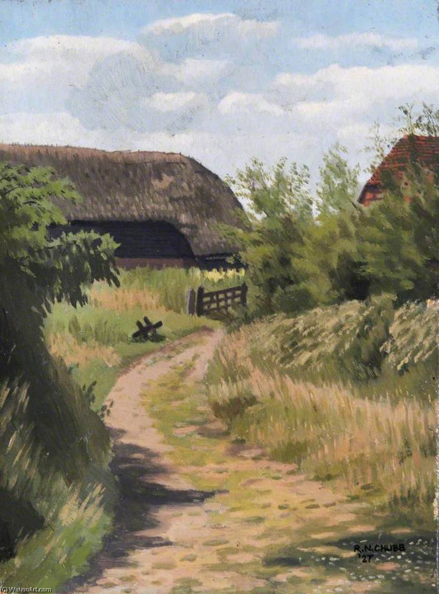 Wikioo.org - The Encyclopedia of Fine Arts - Painting, Artwork by Ralph Nicholas Chubb - Landscape with a Farm Building and a Field Gate
