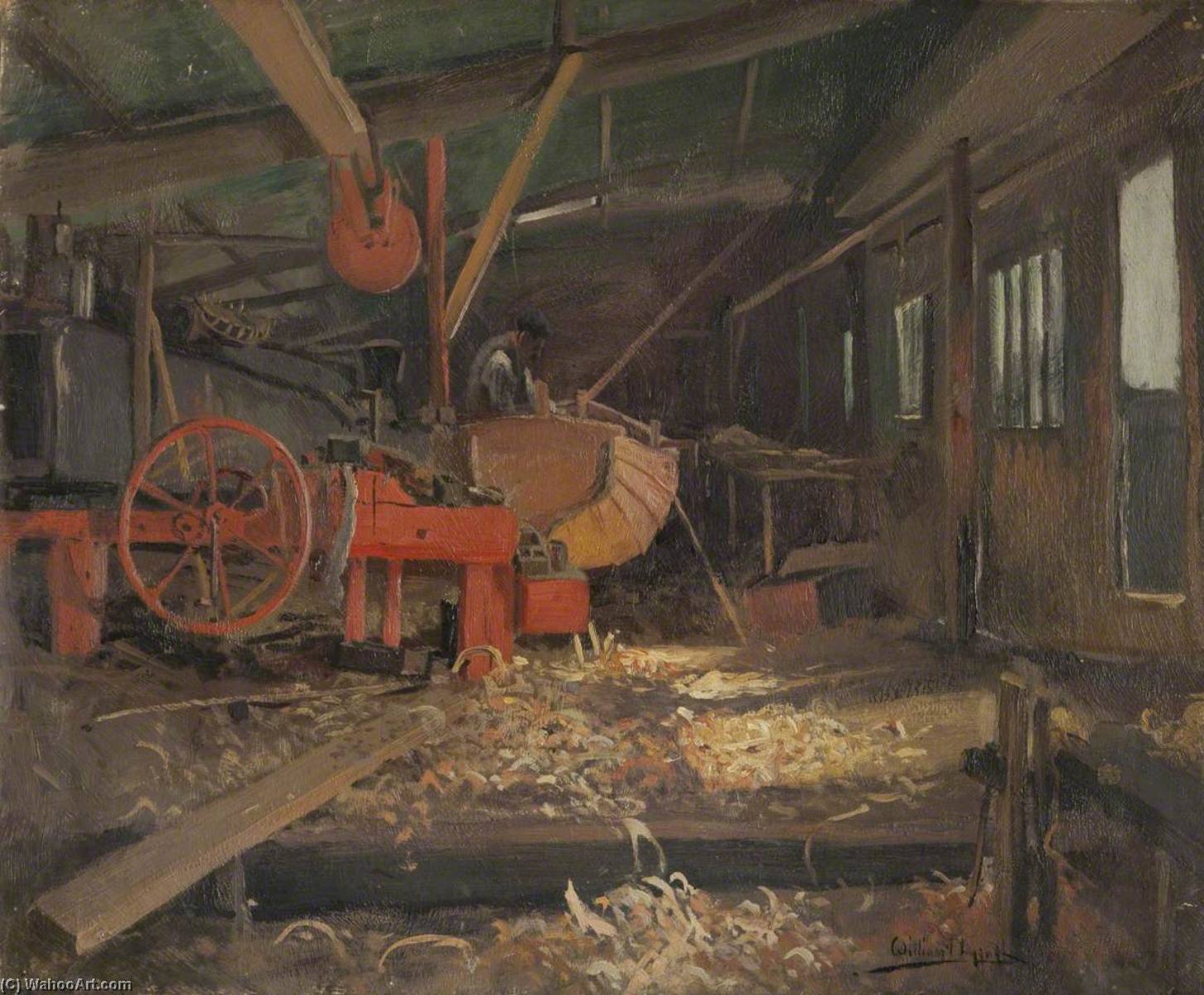 Wikioo.org - The Encyclopedia of Fine Arts - Painting, Artwork by William Hoggatt - The Boat Builder's Workshop