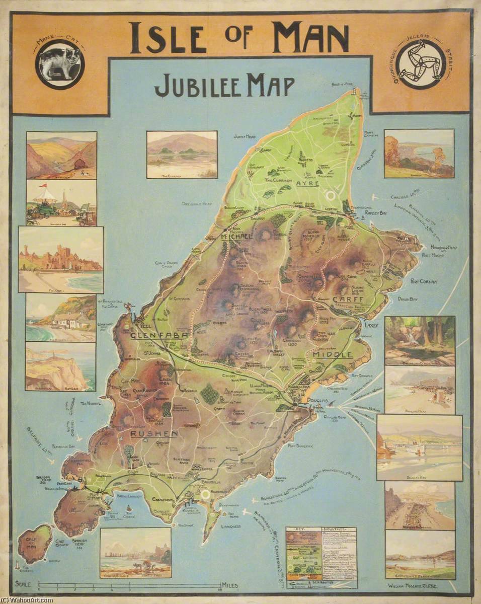 Wikioo.org - The Encyclopedia of Fine Arts - Painting, Artwork by William Hoggatt - Jubilee Map of the Isle of Man