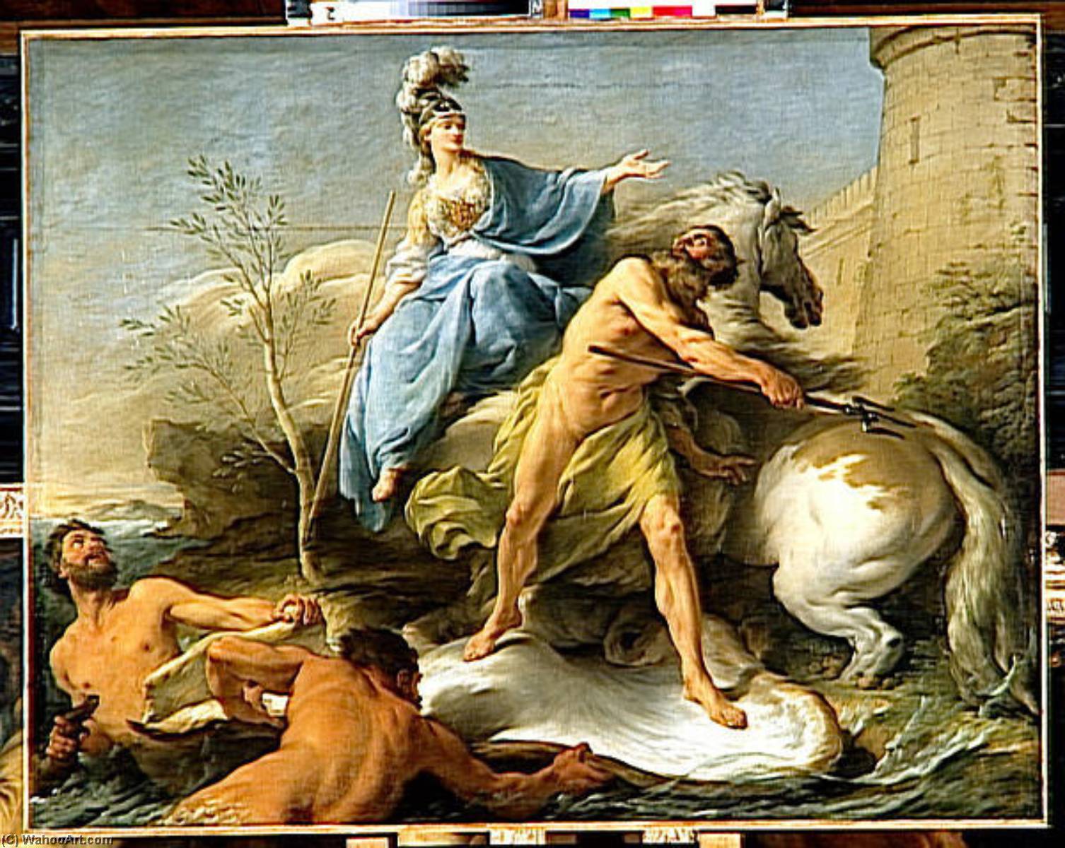 Спорили с богами. Ноель Галле, "спор Афины и Посейдона", 1748. Афина и Посейдон спор. Спор Афины и Посейдона картина. Посейдон и Афина в живописи.