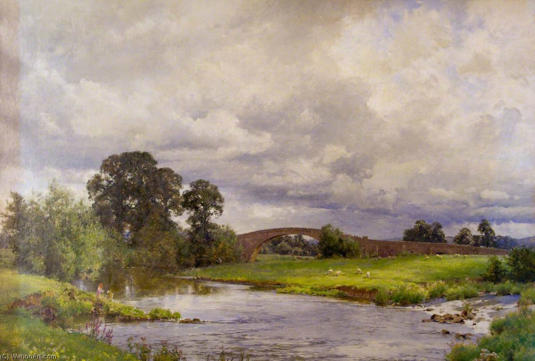Wikioo.org - The Encyclopedia of Fine Arts - Painting, Artwork by Alfred William Parsons - Thorverton Bridge