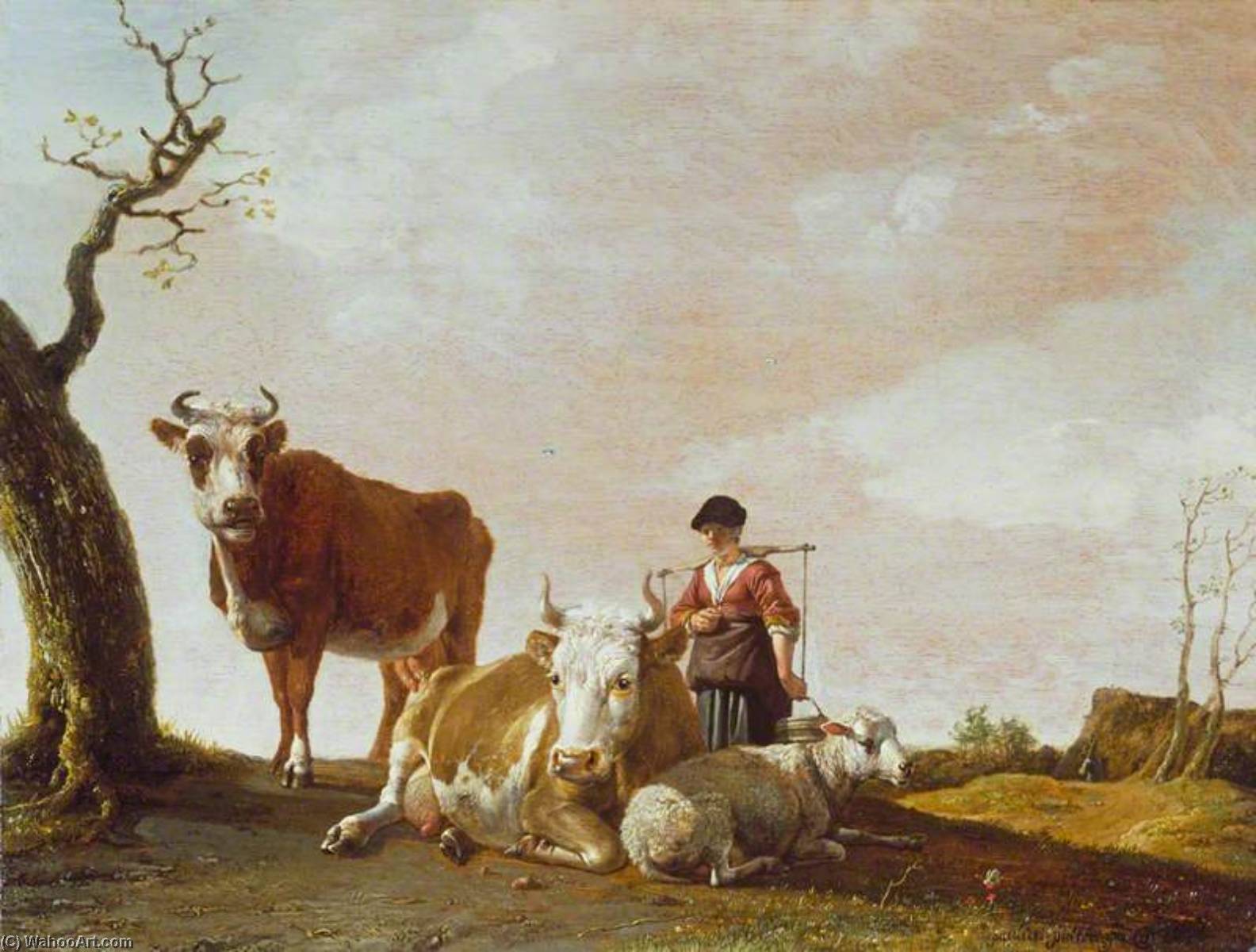 Wikioo.org - The Encyclopedia of Fine Arts - Painting, Artwork by Paulus Potter - The Milkmaid