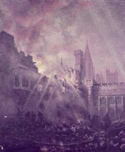 Houses of Parliament, Burning of the Debating Chamber from Star Chamber Court