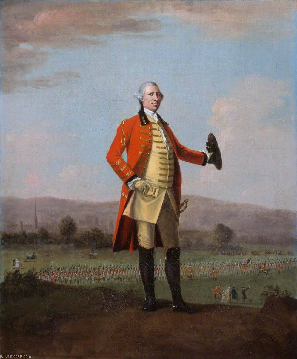 Wikioo.org - The Encyclopedia of Fine Arts - Painting, Artwork by David Morier - Sir Armine Wodehouse (1714–1777), MP, Colonel of the 2nd, or Eastern Regiment of Norfolk Militia, at a Review of his Regiment near Norwich