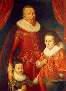 George Seton (1584–1650), 8th Lord Seton and 3rd Earl of Winton, Royalist, with his Sons, George (1613–1648), Lord Seton, and Alexander (1620–1691), 1st Viscount Kingston, Royalists