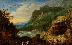 River with Castle, Horsemen and Woodcutters