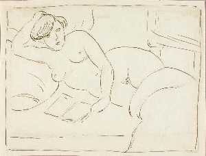 Carl Newman - Reclining Female Nude with Book